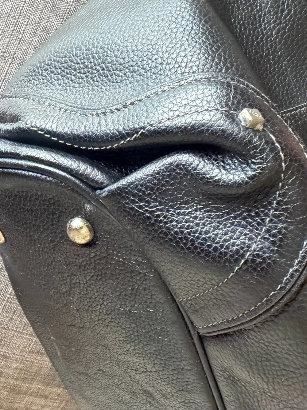 Mcm Black Leather Drawstring Tote Bag -